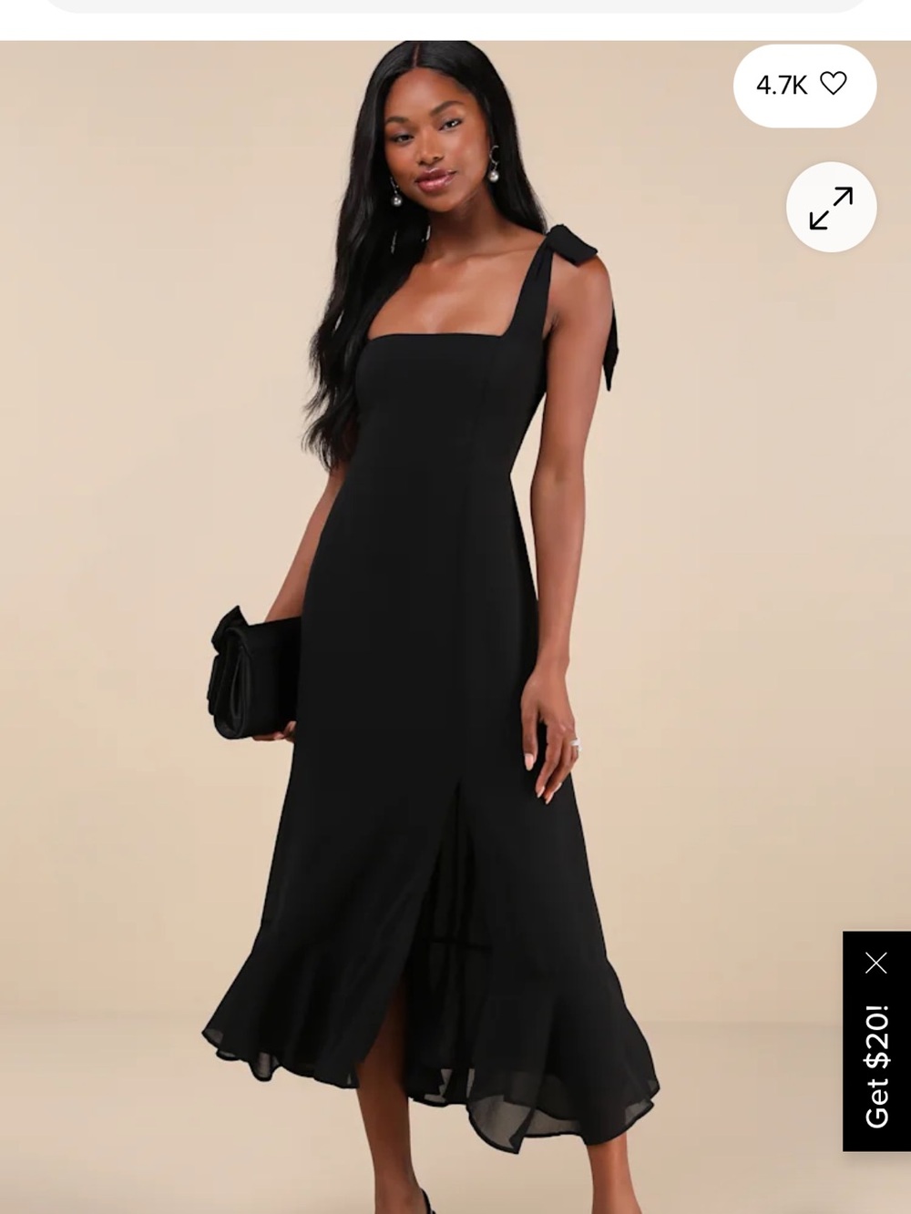 Lulu's Black Tie-Shoulder Midi Dress